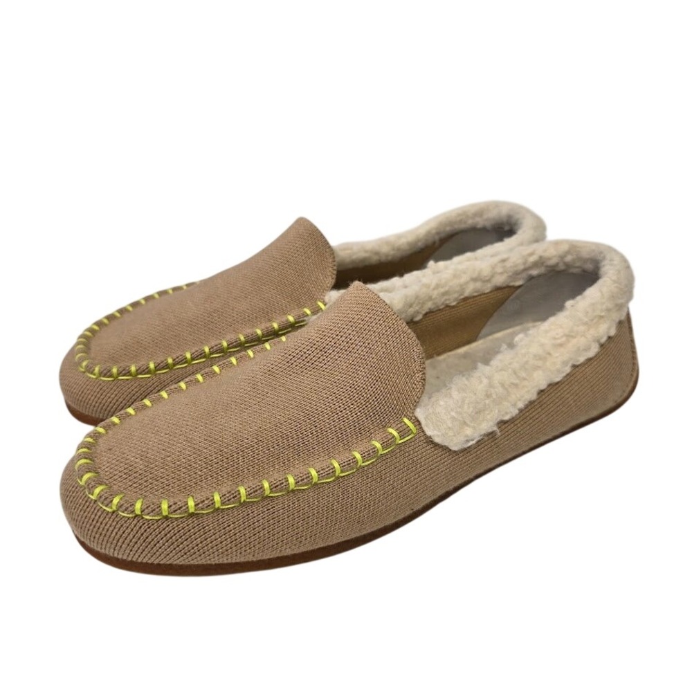 Rothy's Women's Sz 10‎ "The Slipper" Tan Wool Knit Shearling Lined